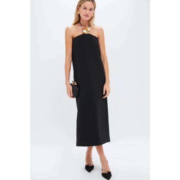 ALEXIS Black Sezane Midi Dress Gold Accent Size XS NWT Retail $795 Tuckernuck - Picture 1 of 6
